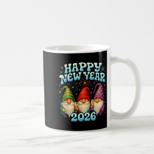 Happy New Year 2026 Cute Gnome Party Gift Koffiemok (Rechts)