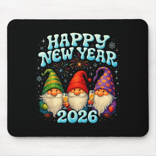 Happy New Year 2026 Cute Gnome Party Gift  Muismat (Voorkant)