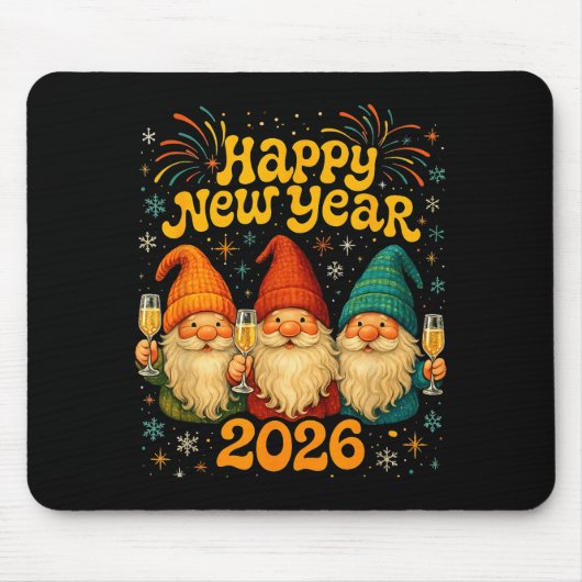 Happy New Year 2026 Cute Gnome Party Gift Muismat (Voorkant)