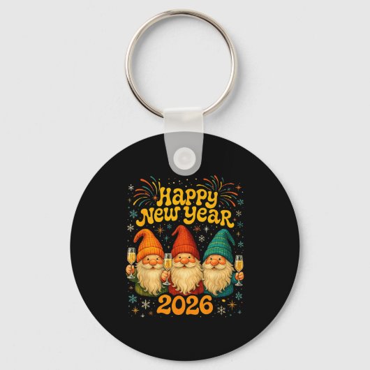 Happy New Year 2026 Cute Gnome Party Gift  Sleutelhanger (Voorkant)