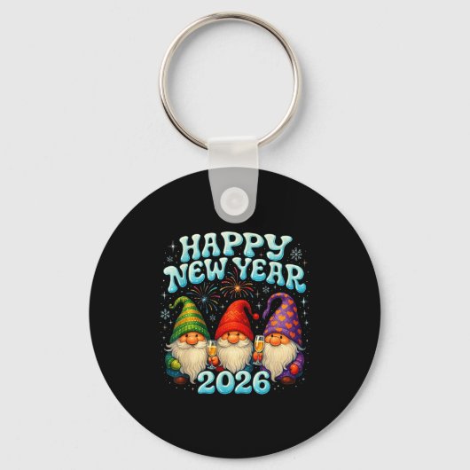 Happy New Year 2026 Cute Gnome Party Gift  Sleutelhanger (Voorkant)