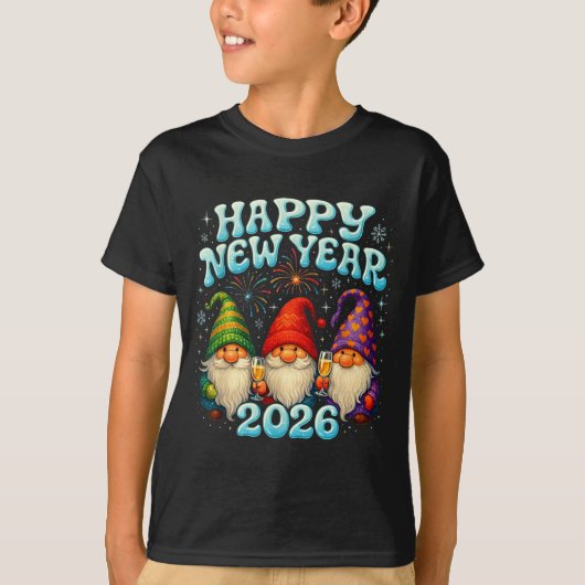 Happy New Year 2026 Cute Gnome Party Gift  T-shirt (Voorkant)