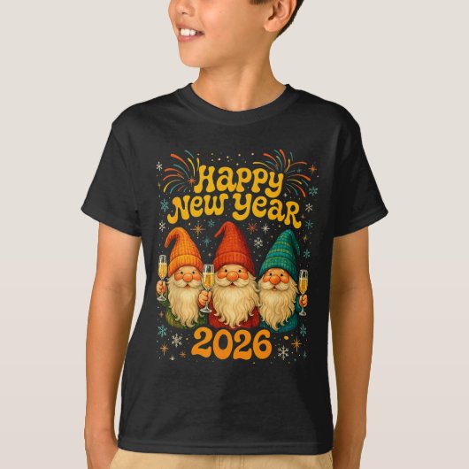 Happy New Year 2026 Cute Gnome Party Gift  T-shirt (Voorkant)