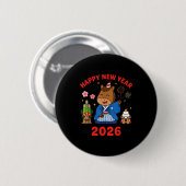 Happy New Year 2026 Cute Horse Japanese Celebratio Ronde Button 5,7 Cm (Voorkant /achterkant)