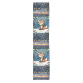 happy new year 2026 cute winter fox holiday korte tafelloper