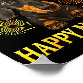 Happy New Year 2026 Dachshund Fireworks New Years Poster (Hoek)