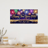 Happy New Year 2026 Decorative artwork fireworks 2 Poster (Keuken)