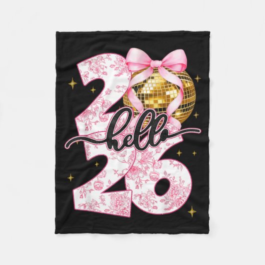 Happy New Year 2026 Disco Ball Bow New Year's Eve  Fleece Deken (Voorkant)