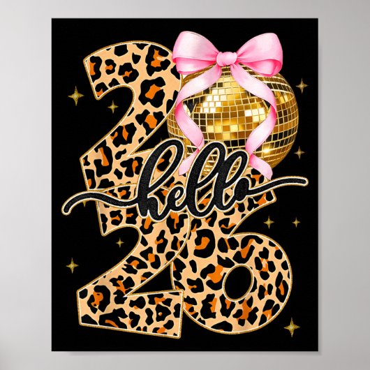 Happy New Year 2026 Disco Ball Bow New Year's Eve  Poster (Voorkant)