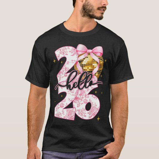 Happy New Year 2026 Disco Ball Bow New Year's Eve  T-shirt (Voorkant)