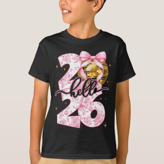 Happy New Year 2026 Disco Ball Bow New Year's Eve  T-shirt (Voorkant)