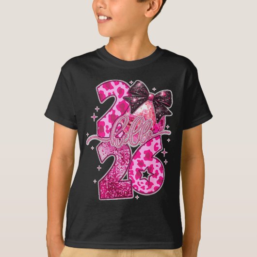 Happy New Year 2026 Disco Ball Bow New Year's Eve T-shirt (Voorkant)