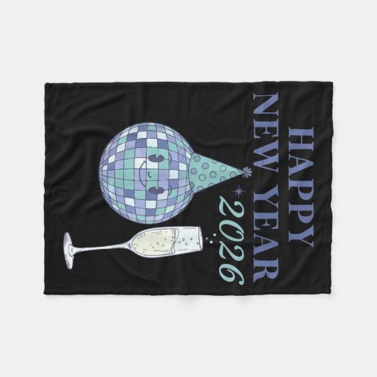 Happy New Year 2026 Disco Ball Celebration Fleece Deken (Voorkant (Horizontaal))
