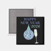 Happy New Year 2026 Disco Ball Celebration  Magneet (Voorkant / Achterkant)