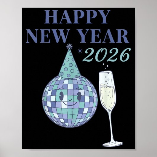 Happy New Year 2026 Disco Ball Celebration  Poster (Voorkant)