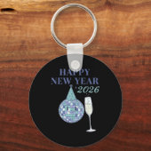 Happy New Year 2026 Disco Ball Celebration Sleutelhanger (Voorkant)