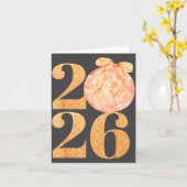 Happy New Year 2026 Disco Ball Coquette Bow New Ye Kaart (Gele Bloem)