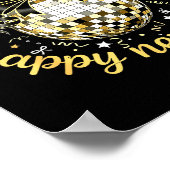 Happy New Year 2026 Disco Ball Gold Bow Coquette C Poster (Hoek)