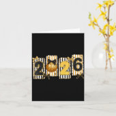 Happy New Year 2026 Disco Ball Gold Coquette Bow F Kaart (Gele Bloem)