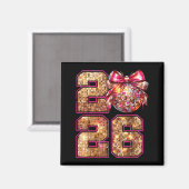 Happy New Year 2026 Disco Ball Nk Coquette Bow Fam Magneet (Voorkant / Achterkant)