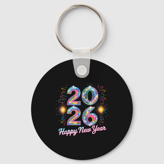 Happy New Year 2026 Disco Ball Retro Family Matchi Sleutelhanger (Voorkant)