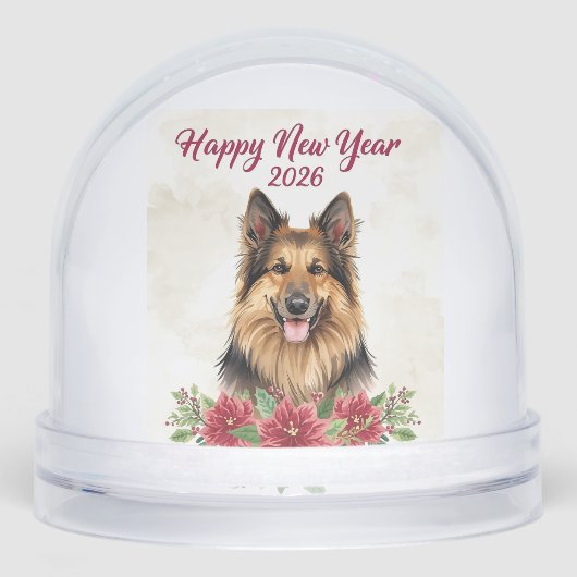 Happy New Year 2026 Dog Snow globe Gift Sneeuwbol (Voorkant)