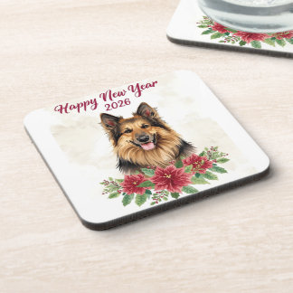 Happy New Year 2026 Dog Theme Coasters Bier Onderzetter