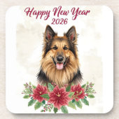 Happy New Year 2026 Dog Theme Coasters Bier Onderzetter (Voorkant)