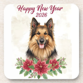 Happy New Year 2026 Dog Theme Coasters Bier Onderzetter