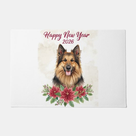 Happy New Year 2026 Dog Welcome door Mat (Voorkant)