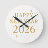 ✨ Happy New Year 2026 Elegant Gold Wall Clock | Mi Ronde Klok (Voorkant)
