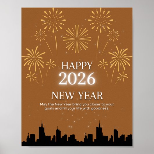 Happy New Year 2026 – Elegant Golden Brown poster. Poster (Voorkant)