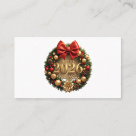 happy new year 2026 elegant wreath business card visitekaartje