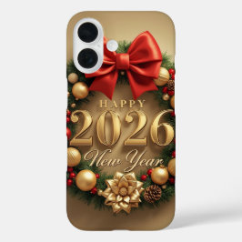 happy new year 2026 elegant wreath  iPhone 16 hoesje