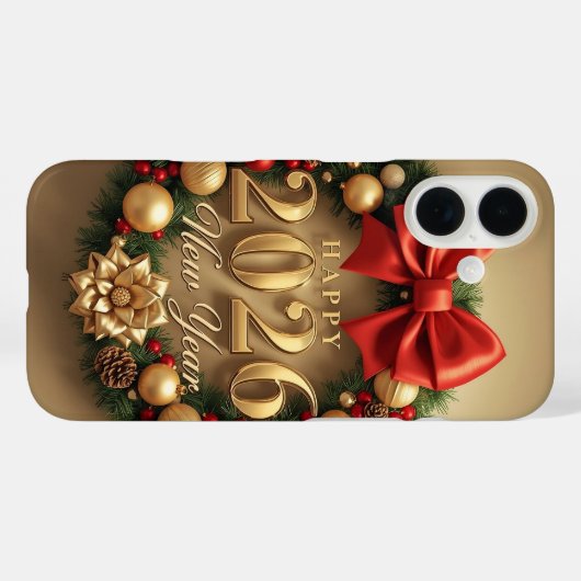 happy new year 2026 elegant wreath  Case-Mate iPhone case (Achterkant (horizontaal))