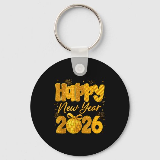 Happy New Year 2026 Eve Party Gold Family Matching Sleutelhanger (Voorkant)