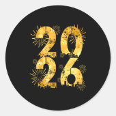 Happy New Year 2026 Family Celebration New Years E Ronde Sticker (Voorkant)