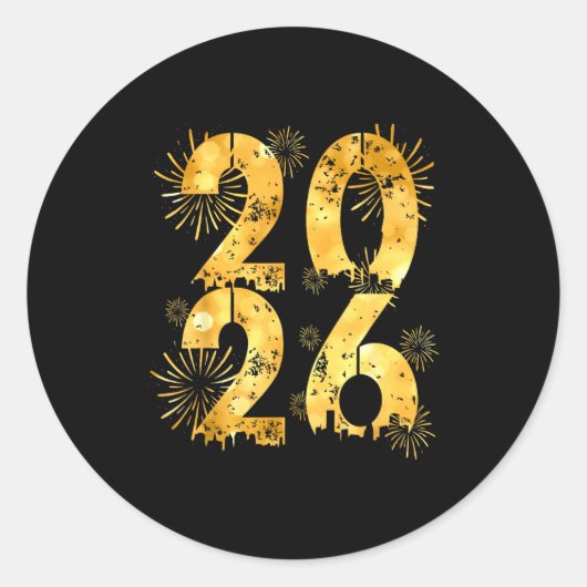 Happy New Year 2026 Family Celebration New Years E Ronde Sticker (Voorkant)