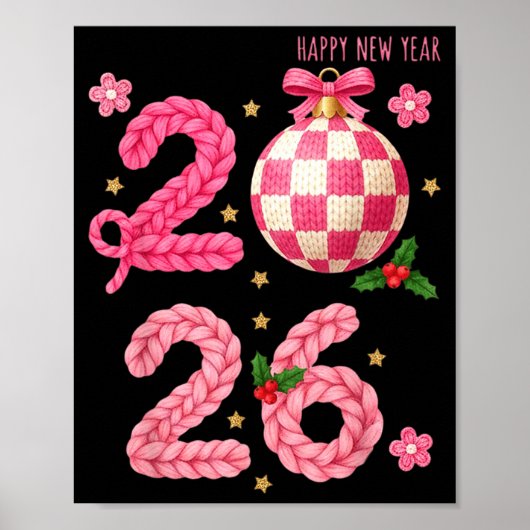 Happy New Year 2026 Family Matching Crochet Men Wo Poster (Voorkant)