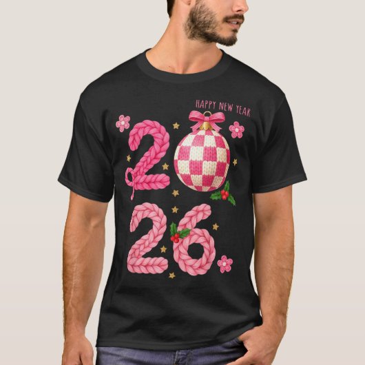 Happy New Year 2026 Family Matching Crochet Men Wo T-shirt (Voorkant)