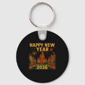 Happy New Year 2026 Fantasy Castle Fireworks Night Sleutelhanger (Voorkant)