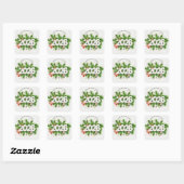 Happy New Year 2026 Festive Christmas Greenery Des Vierkante Sticker (Vel)