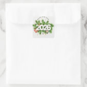 Happy New Year 2026 Festive Christmas Greenery Des Vierkante Sticker (Tas)