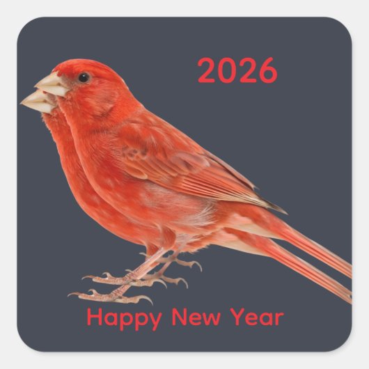 Happy New Year 2026 Festive Christmas Greenery Des Vierkante Sticker (Voorkant)