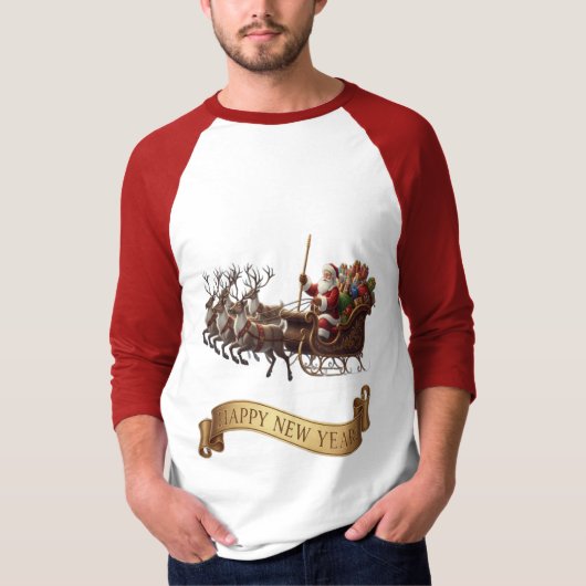 Happy New Year 2026 – Festive Reindeer Shirt (Voorkant)