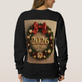 happy new year 2026 festive wreath hoodie trui (Achterkant)