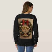 happy new year 2026 festive wreath hoodie trui (Achterkant volledig)