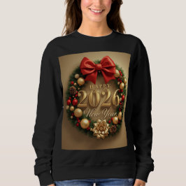 happy new year 2026 festive wreath hoodie trui