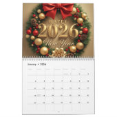 happy new year 2026 festive wreath  kalender (Jan 2026)