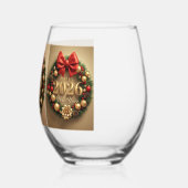 happy new year 2026 festive wreath wijnglas zonder voet (Links)